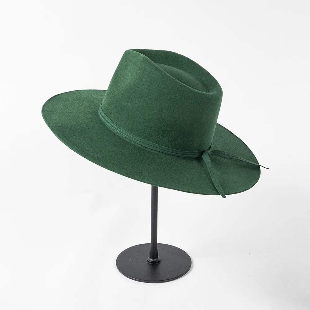 100% wool Fedora hat womens autumn and winter ribbon bow fashionable casual crown top jazz top hat unisex shopping warm bowling hat 250325