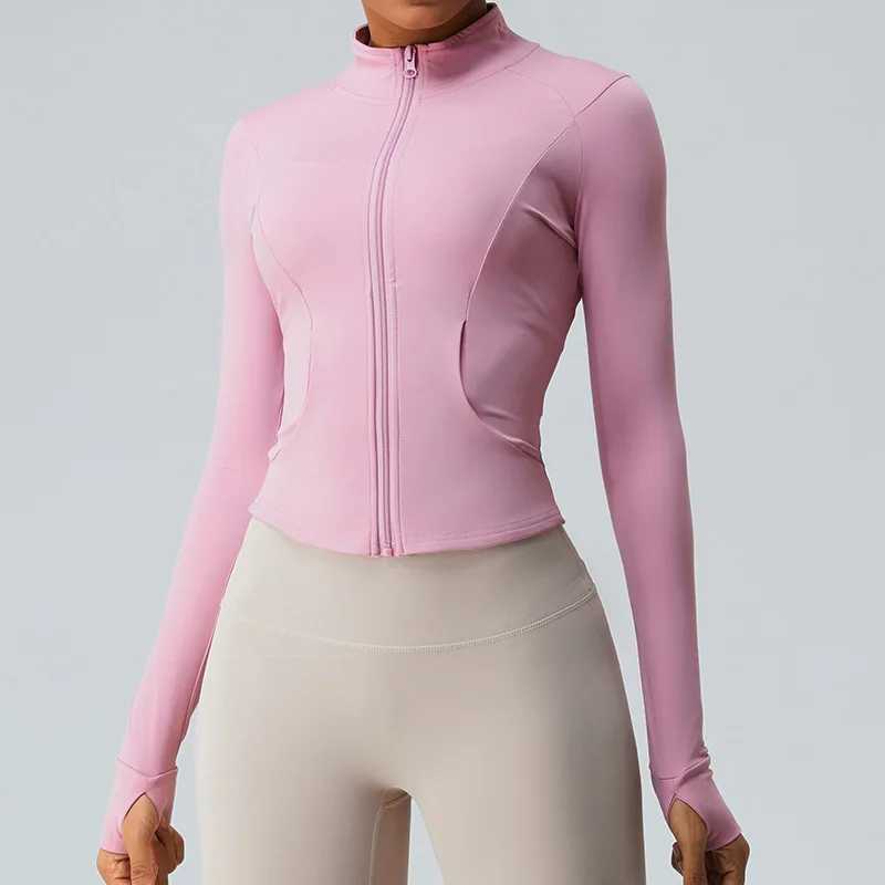 New outdoor running yoga jacket elastic womens sports jacket gym sports long sleeved womens quick drying tight zipper hooded sweatshirt W250326