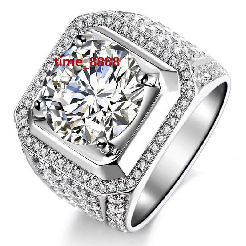 Mens ring 1ct-5ct Real Moissanite diamond pure silver 100% 9K gold 100% 18K gold