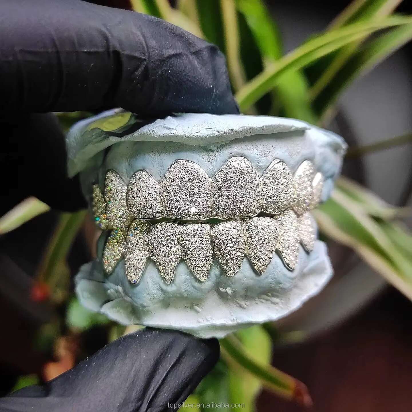 Real 925 Sterling Silver Teeth Grillz Moissanite Micro Pave Iced Flooded Out VVS D Moissanite Grill for Hip Hop Man