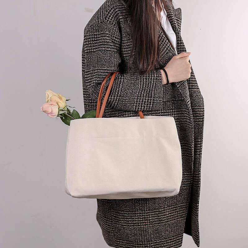2024 New South Korean Large Capacity Canvas Instagram Style Small and Popular Design Handheld Shoulder Tote Shopping Bag