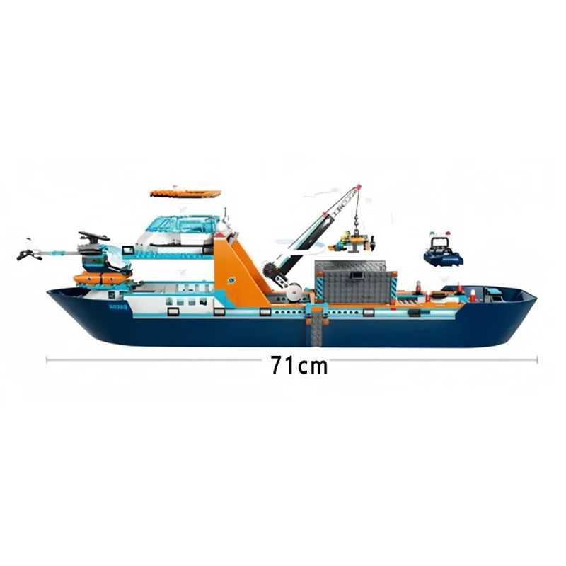 815pcs Deep Sea Exploration Ship Ocean Polar City Ocean Reconnaissance Ship Building Blocks Childrens Toys GiftsXJ250326