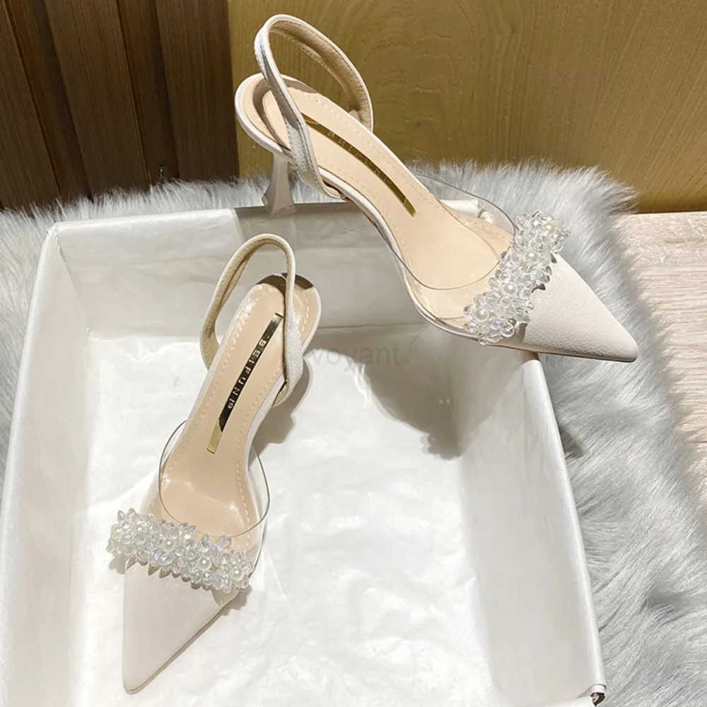 Luxury Sandals Wen Designers Baotou Sandals Wens Spring/Summer 2024 New French Transparent Pointed High H Ladies Shoes Z250326