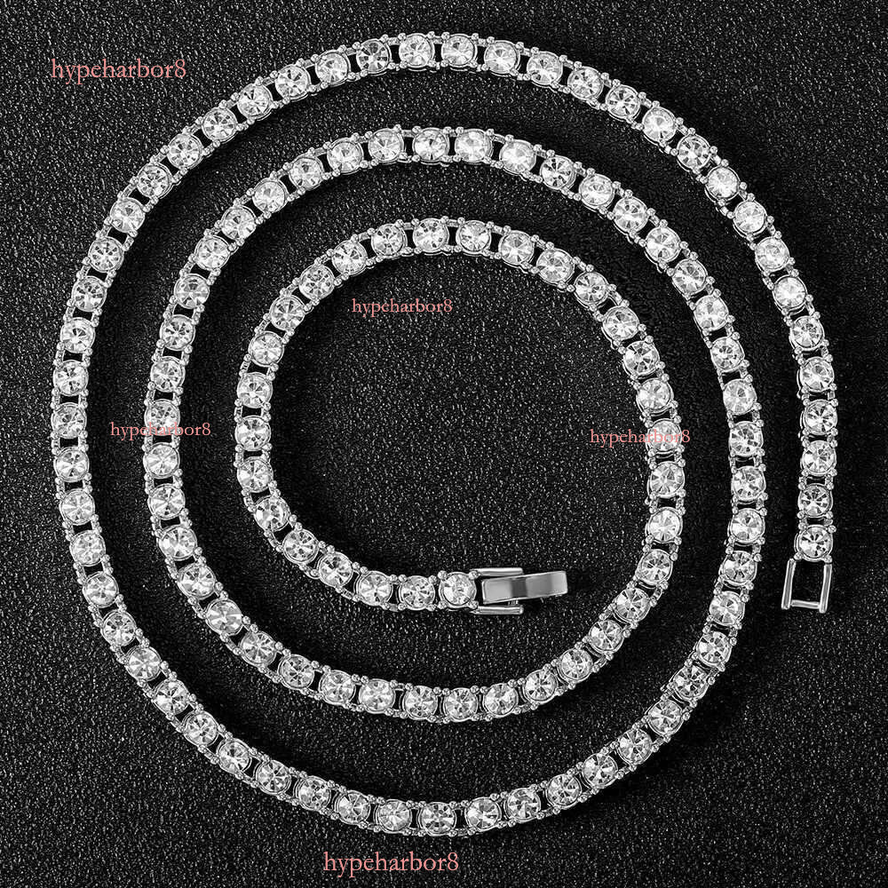Pendant Necklaces New Classic 4MM Tennis Chain Ice Out Bracelet Mens Fashion Hip Hop Jewelry Womens 8/16/18/20/24/30 inch Necklace Y240531I47U