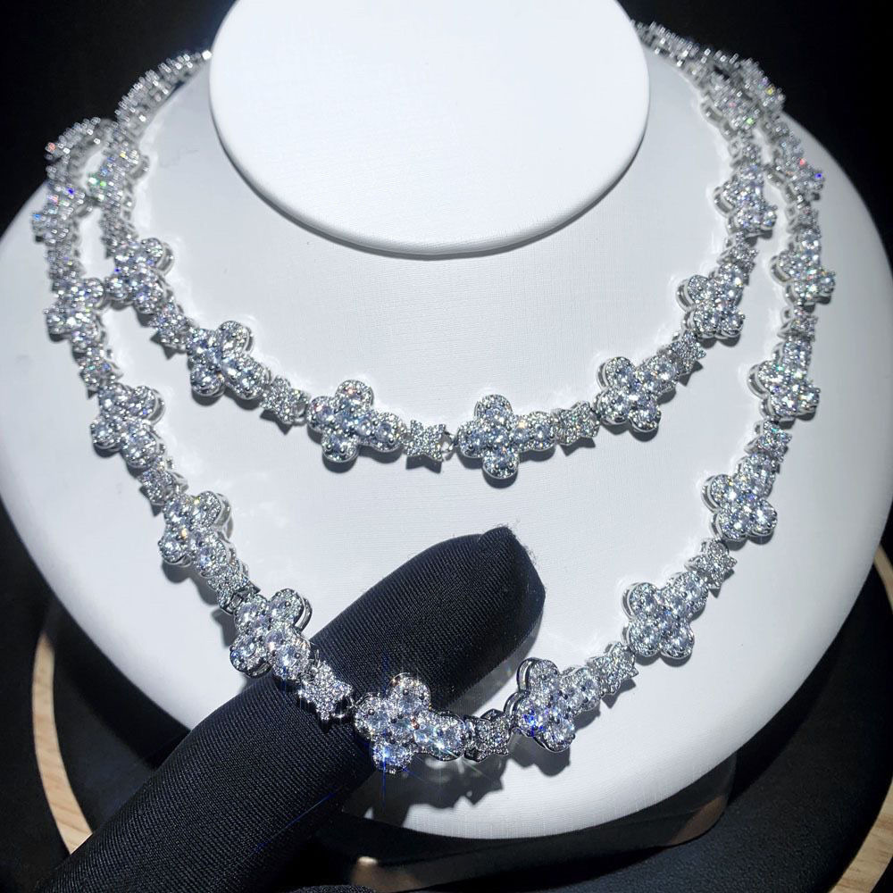 Moissanite Chain Necklace Tennis necklace Moissanite Dia Sterg Sier 10mm Cross Star for men and women Gift Cuban k chain
