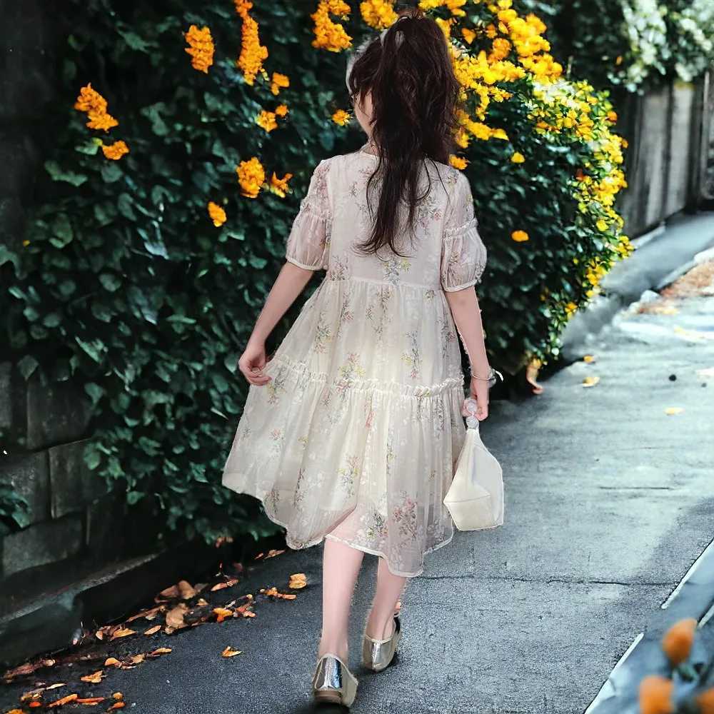Summer clothing for babies children floral dresses for girls princess dresses floral short sleeved children Lolita clothing for children aged 6 8 10 1