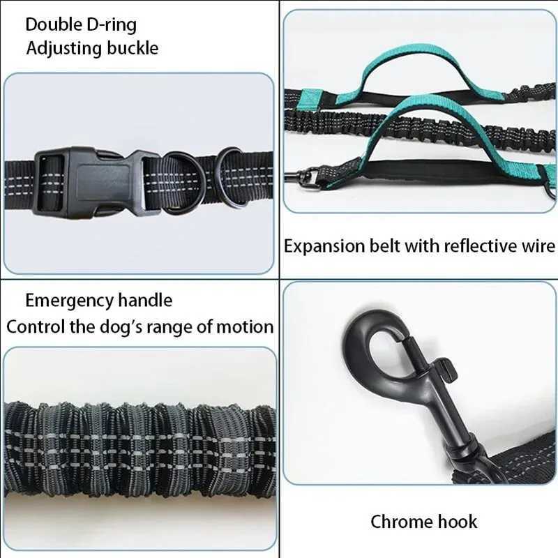 2/3+dog leash dog accessories waist elastic pet leash large dog color reflective dog leash X250326