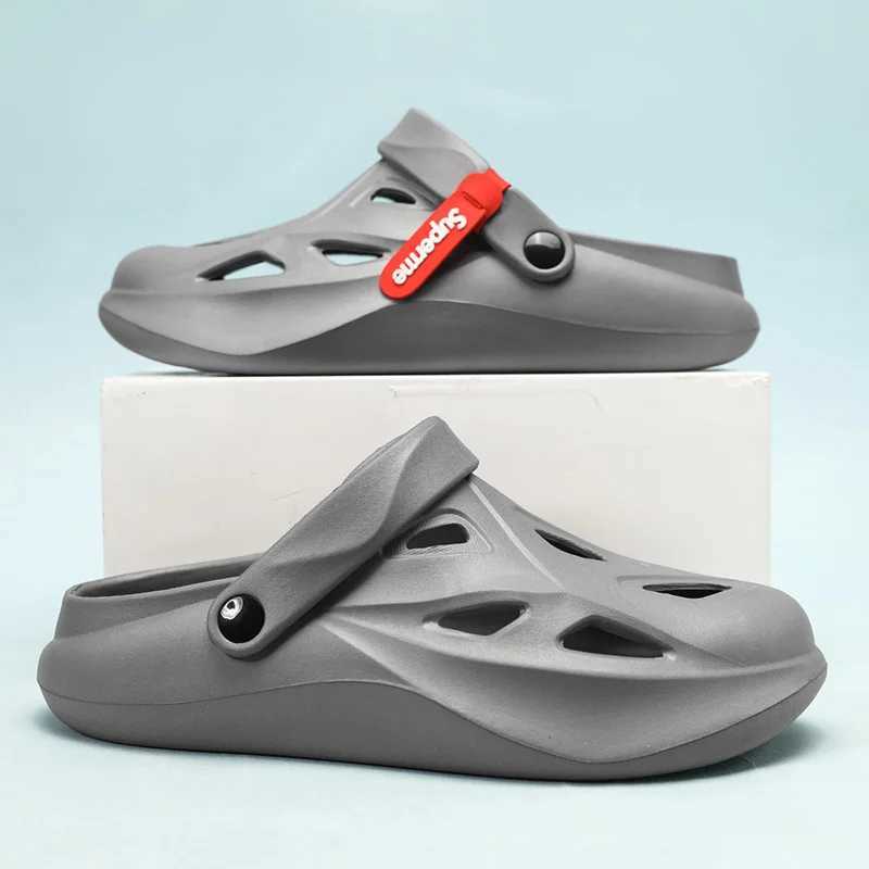 Mens shoes sandals perforated shoes indoor and outdoor beach walking mens solid color EVA casual shoes and hats thickXJ250326