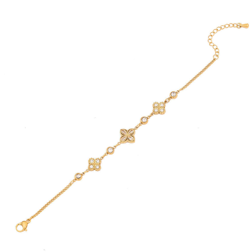 Clover Bracelet Designer jewelry 4/ Leaf Bracelet Gold Plate Agate Diamond double layered chain with pearl accessories Chain birthday Gift Party desig