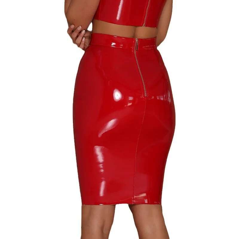 Dongdumaoyi Nieuw Hot Item Modieuze Hoogglans Taille Klinkende Stijlvolle Midi Rok Voor Dames C
