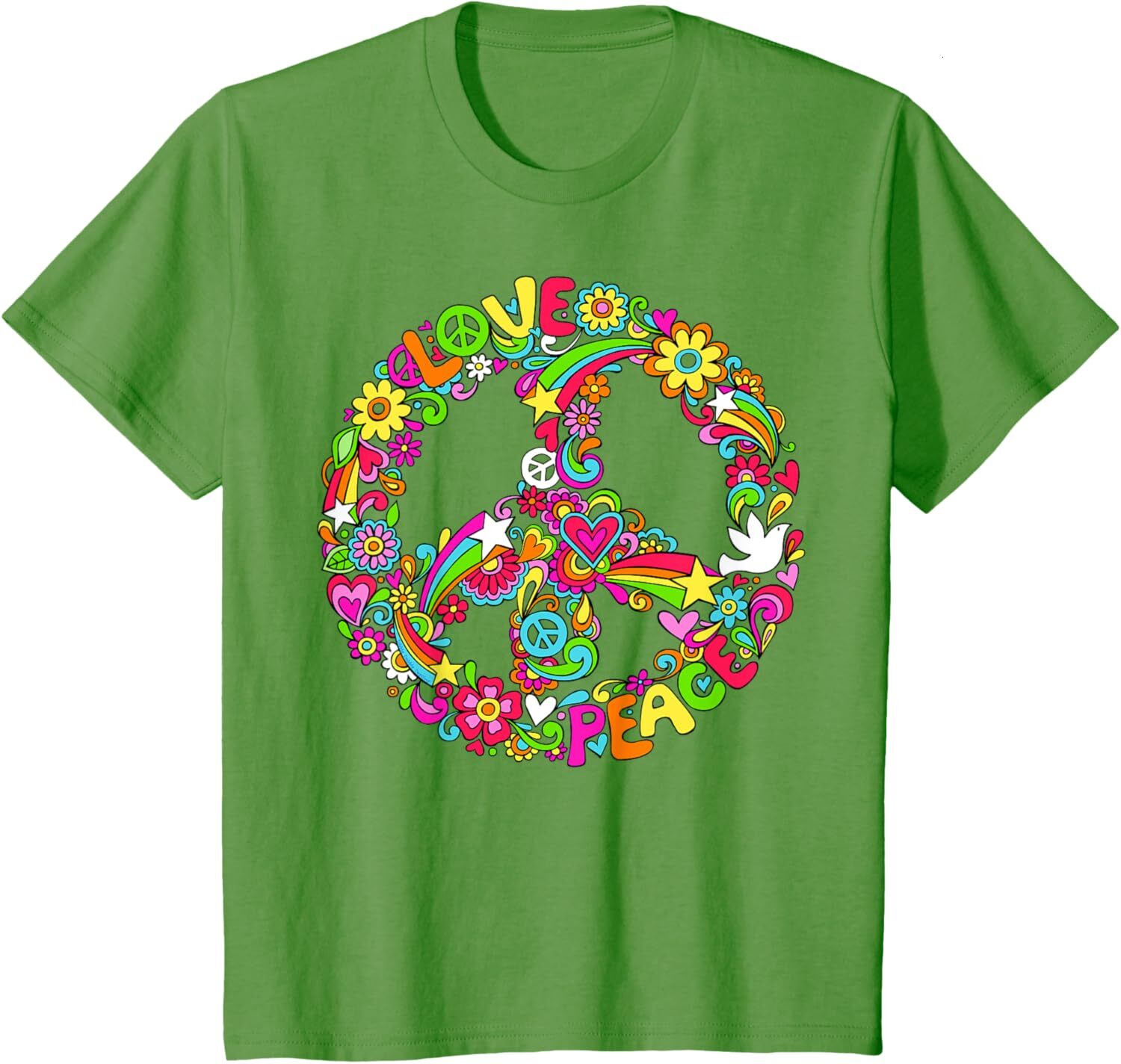 T shirt for Mens Peace Sign Hippie Style Love Peace 60s 70s Hippie Costume Graphic Tee Casual Tops Clothes Short sleeve