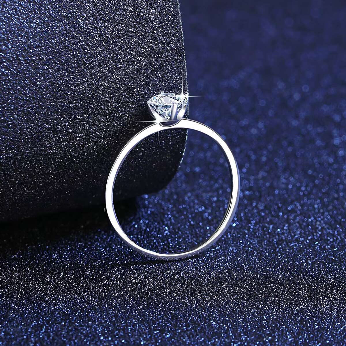 Womens 0.5 CT Moissanite 925 Sterling Silver Engagement Rings