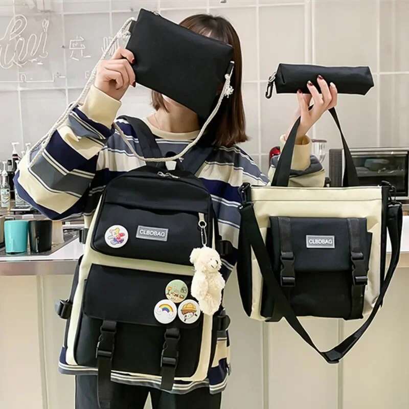 Four-Piece Backpack Ins Schoolbag Korean Version Of Haruku Ulzzang Female Junior High School Student Mori Tide
