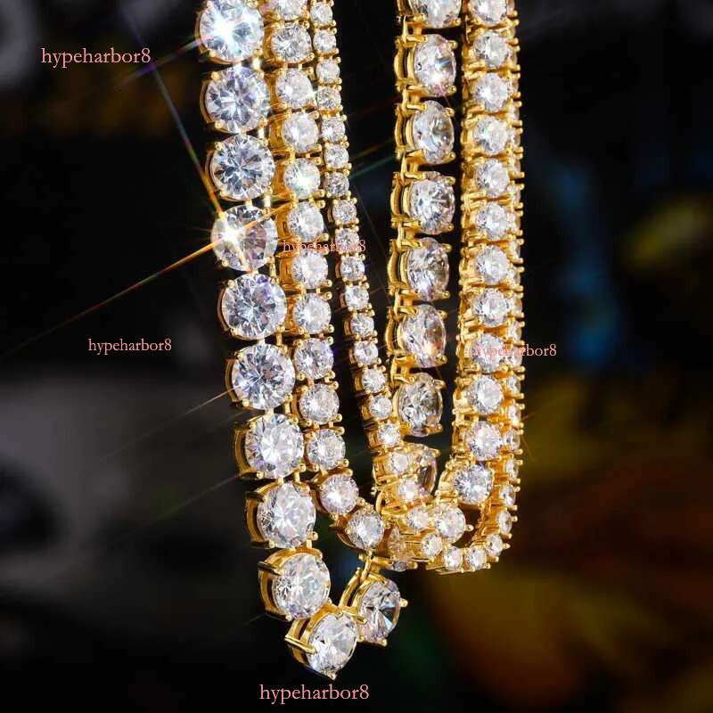 Hotsale Vvs White Tennis Moissanite Chain Bracelet Women Custom Real Dia Gold 3mm Sterg Sier Hip Hop Necklace