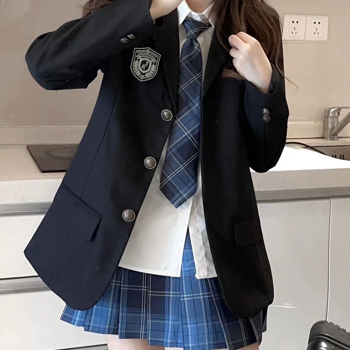 L325Charming Female JK Uniform Blazer for Students - Traditional Japanese Collegiate Style Fit for Spring & Fall Seasons