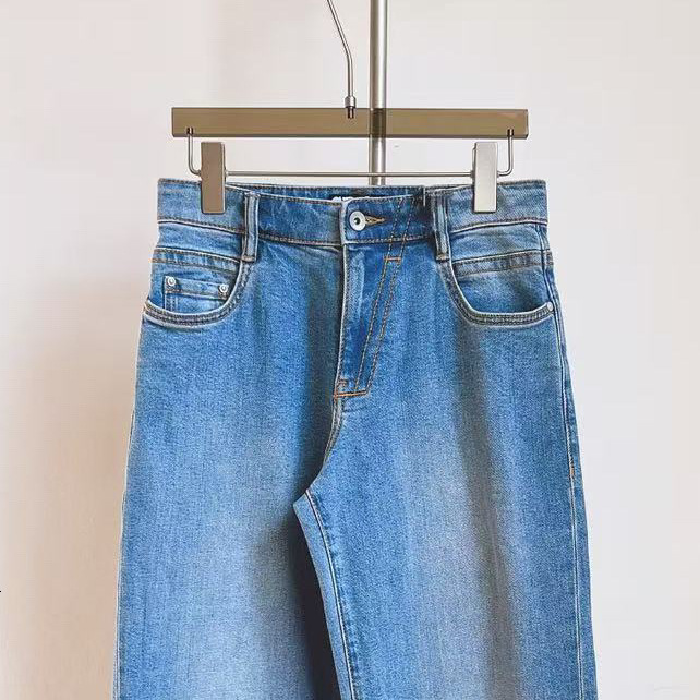 A2 elastic fit straight leg jeans YKK zipper pure glacier blue cow versatile