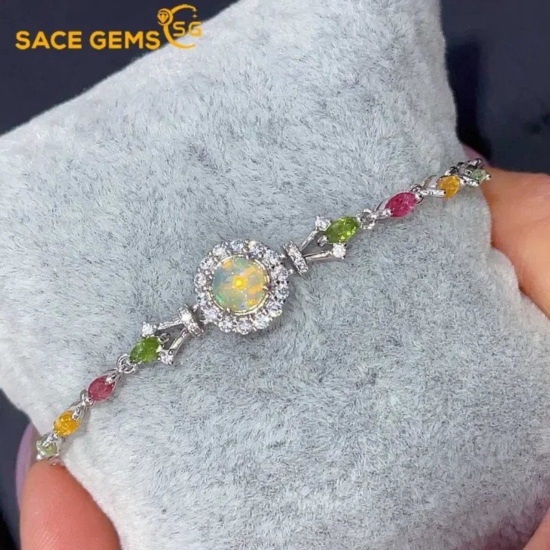 SACE GEMS ly arrived 925 sterling silver 6MM natural opal bracelet for womens engagement cocktail party exquisite jewelry 250326