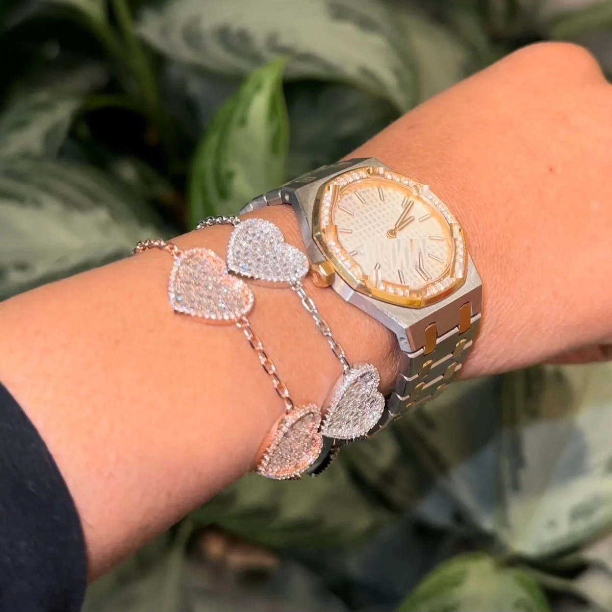 Cz heart-shaped charm bracelet suitable for women ice out cubic zirconia chain bracelet with extended chain fashion jewelry 250326