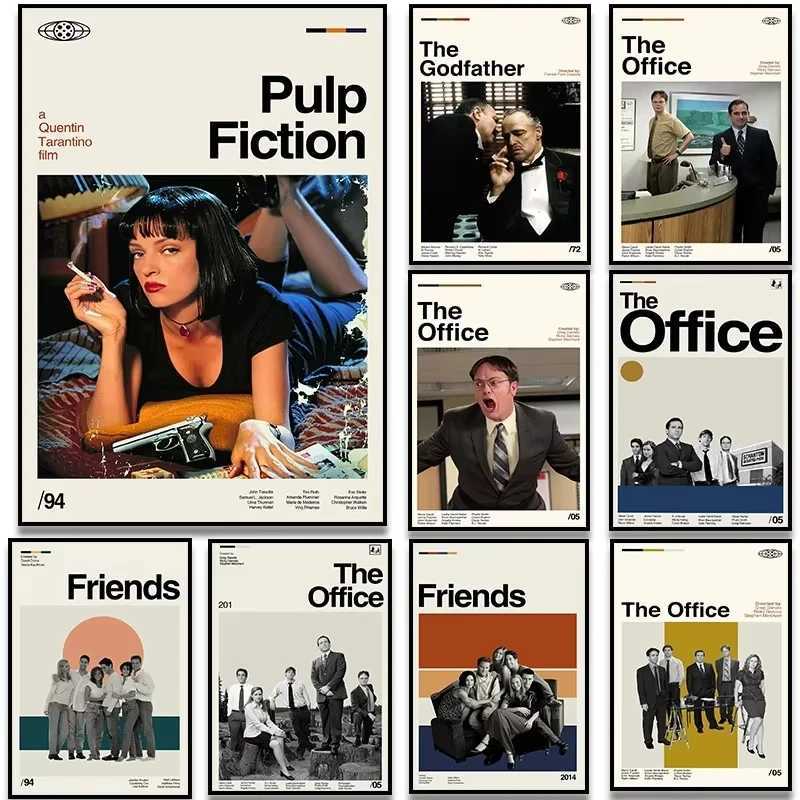 Hot Classic Movie Posters The Office Friends TV Canvas Painting Retro Wall Art Pictures Film Gift for Living Bedroom Home DecorC250326