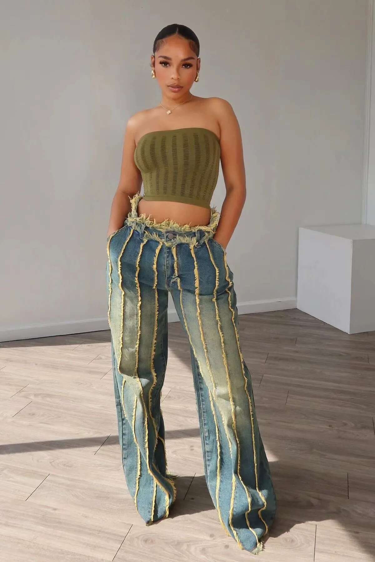 Wide Leg Jeans Pants Sexy Women High Waist Elegant Streetwear Denim Straight Trousers