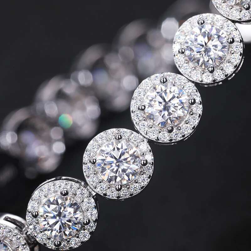 TUHE High Quality VVS1 Moissanite Classic Round Chain Necklace 925 Silver Unisex For Men Women Sterling Silver Luxury Gift