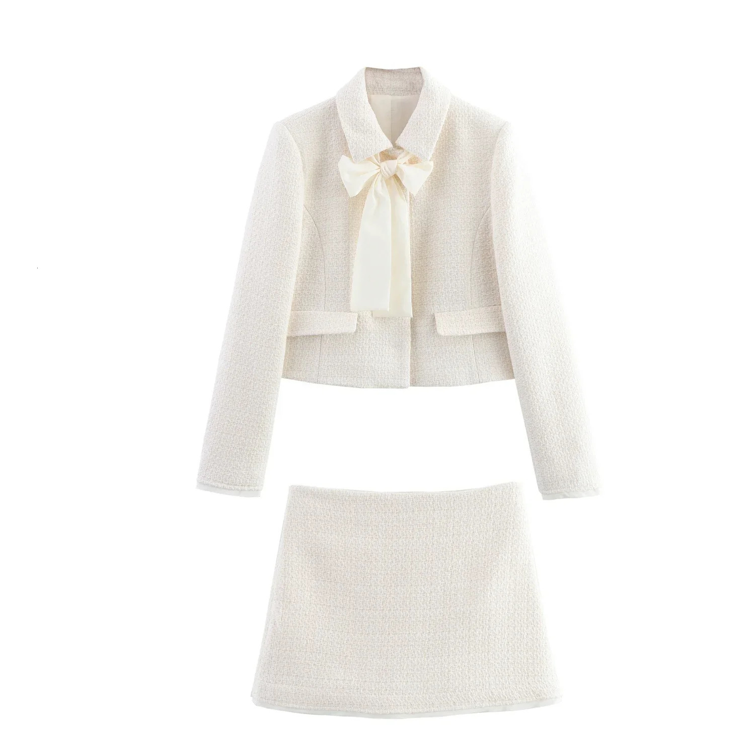 TRAFSHE Elegant Womens Sets Bow Tie Jacket Women Tops Piece Woman Outfit in Matching Female Clothing 26122 250318