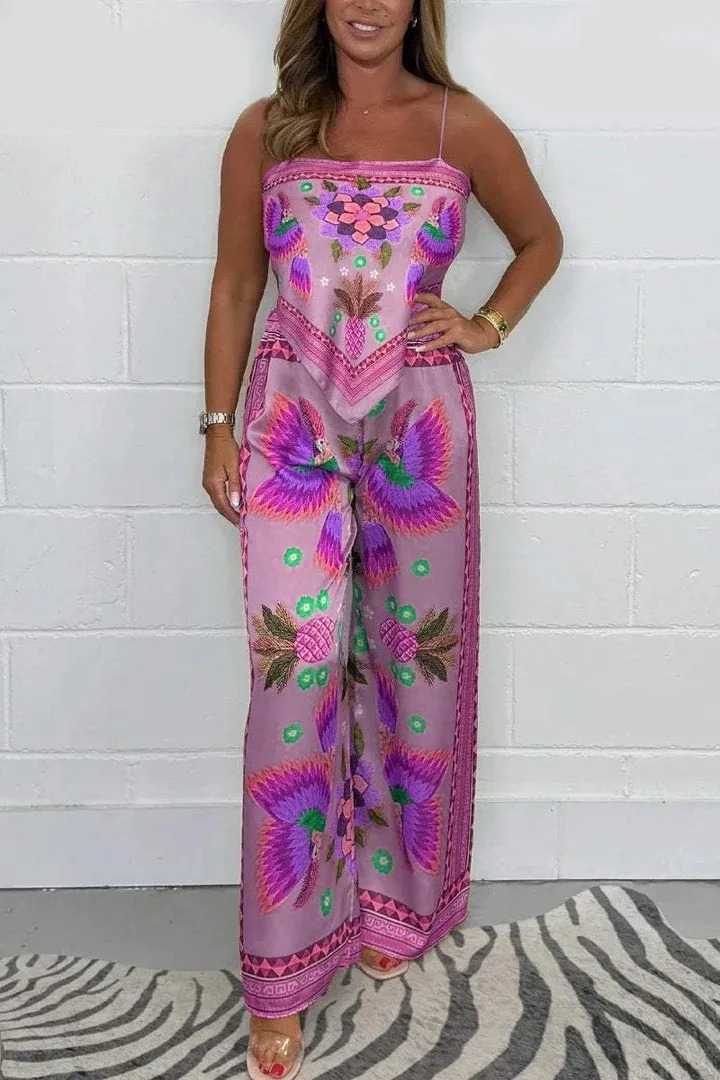 Style Fashion Casual Sexy Suspender Printed Loose Womens Trousers Suit Sets For Women 2 Pieces In Matching Sets 250321