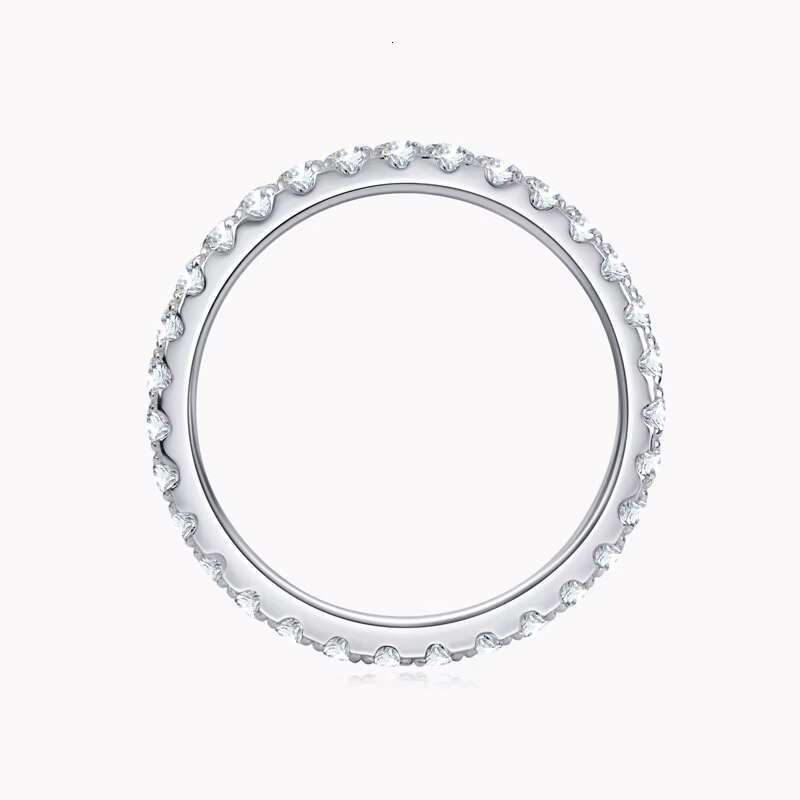 Full Eternity Bands 2mm Moissanite with Certificate 925 Sterling Silver Rings All-Around Wedding Jewelry Gifts for Women
