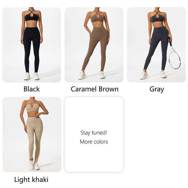 Ctenkevet two-piece womens sports suit chest cross yoga suit womens gym Bandeau sports bra set womens sportswear W250326