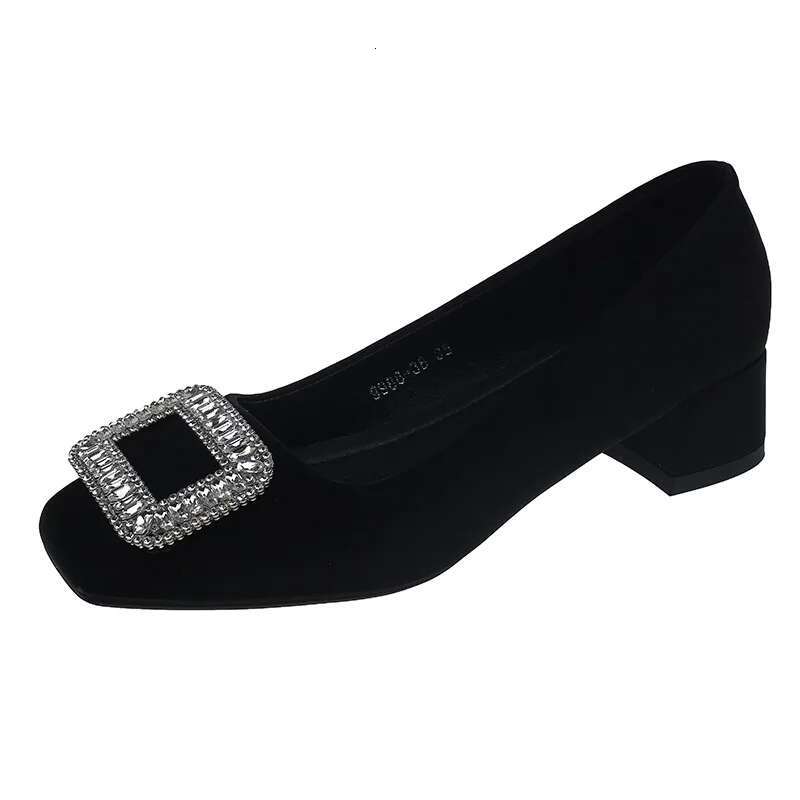 Women's 2025 High Heels Party Women Fashion Square Toe Retro Chunky Shoes Woman Trend Autumn Pumps Mujer