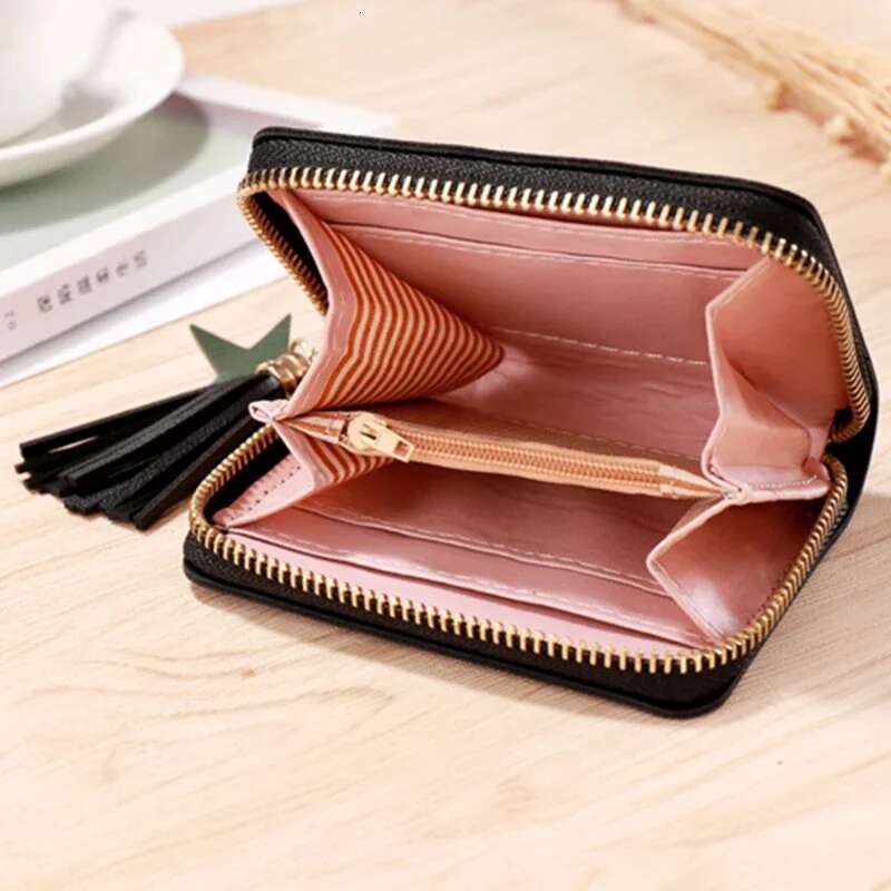 Women's Mini Tassel Cute Girl Short Zipper Cute Pu Leather Designer Wallet Women's Handheld Wallet Cartera