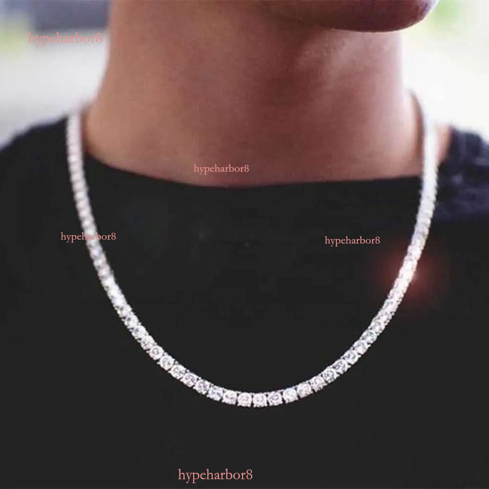 Sier Sparkg VVS 2mm/3mm/4mm/5mm Dia Moissanite Iced Out Tennis Chain Necklace