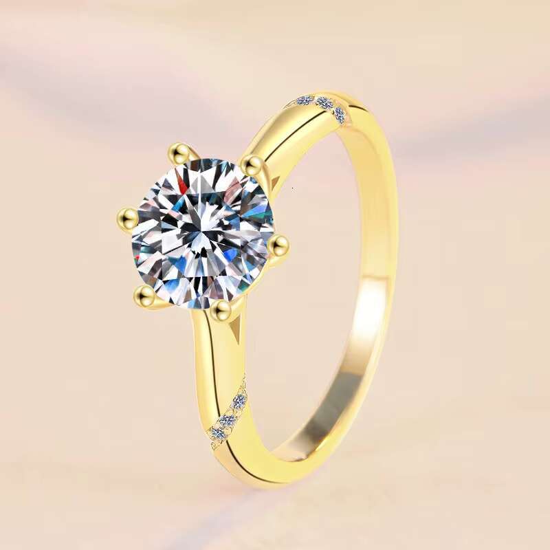 18K Gold Plated Moissanite Ring 925 Sterling Silver Jewelry Female Senior Sense Factory Wholesale Cross-Border Live Ring