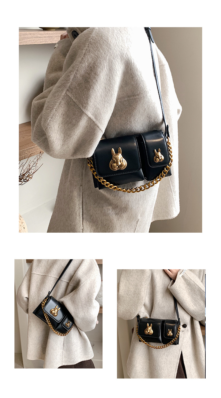 Niche fashion commuter woman bag new rabbit head small square bag underarm bag high-grade shoulder bag