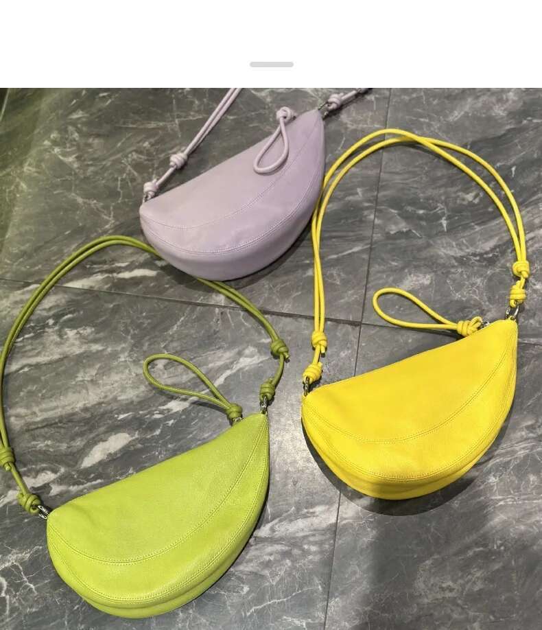 Women's Bags Niche Style Half-Moon Shape Flap Saddle Small First Layer Cow Leather Women Shoulder High-End Daily-Use Crossbody Bag