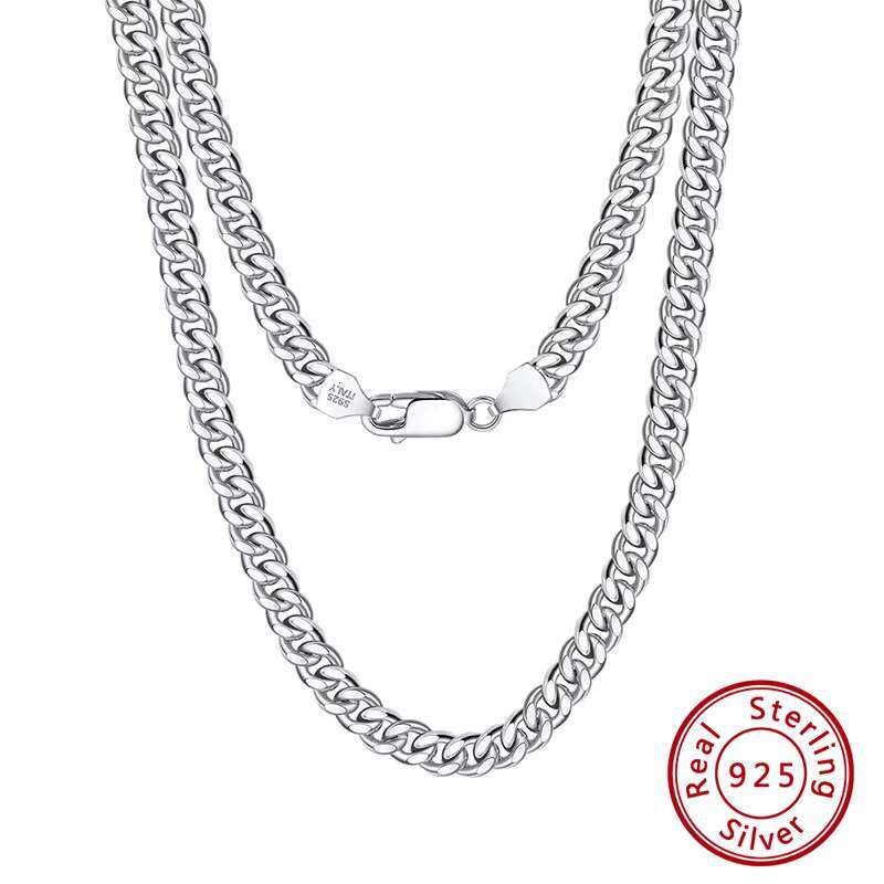 HIP HOP 3.6/5/7mm Width Diamond Cut Cuban Chain Necklace Sterling Silver 925 Chains for Men