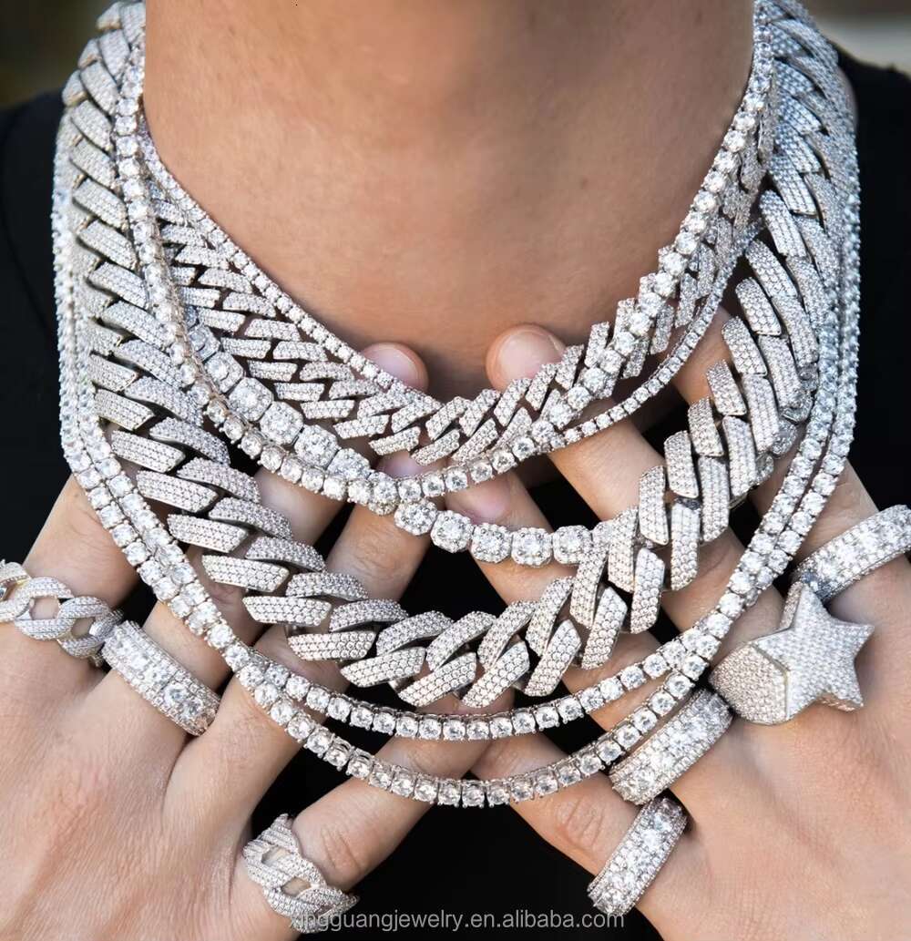 XingGuang Jewelry Hot Sale 2mm-5mm D Color VVS Moissanite Tennis Chain Necklace Bracelet 925 Sterling Silver Moissanite Chain