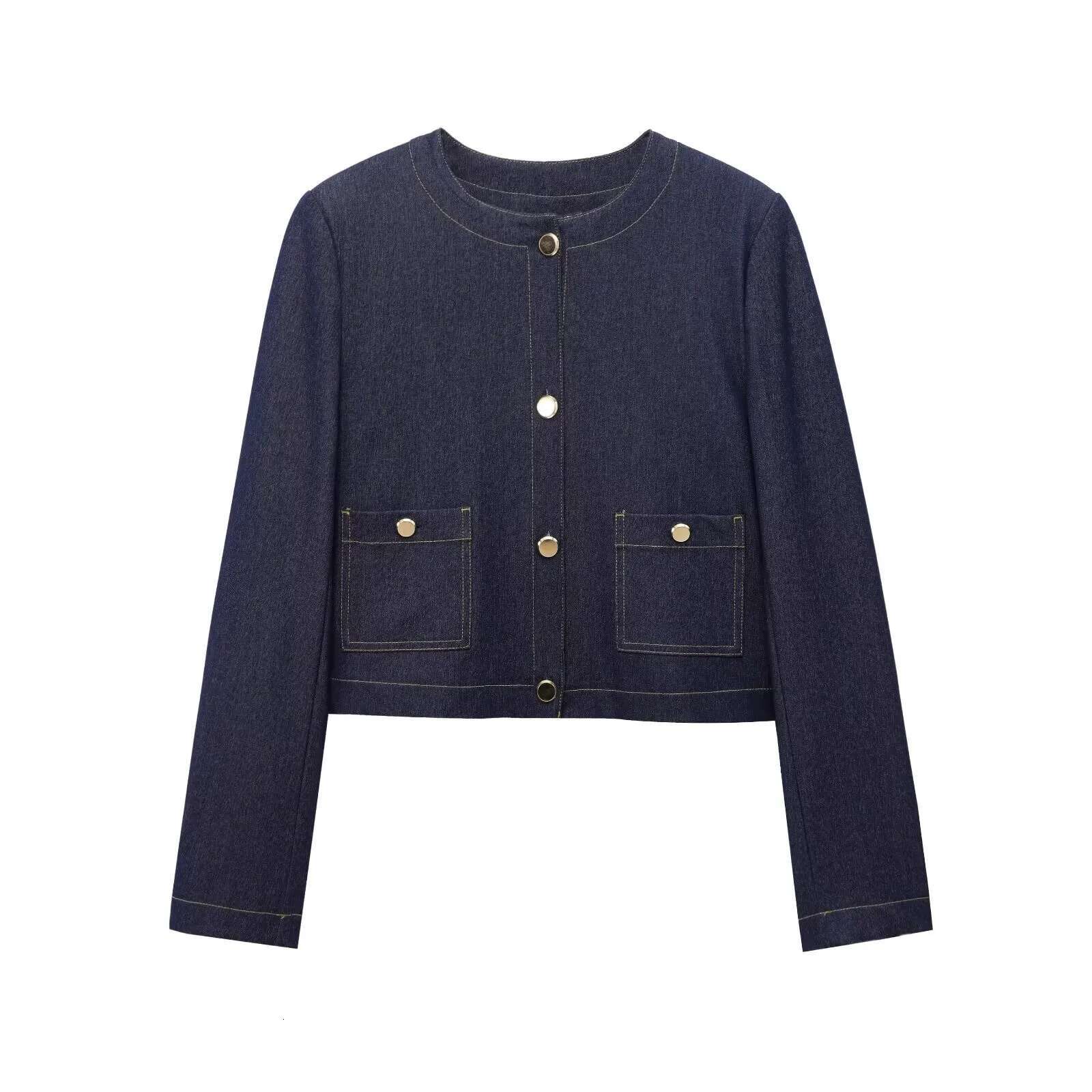 RARA 2025 Women's Crew Neck Cropped Jacket with Button Details and Matching Wide - Leg Trousers Set for a Stylish Look