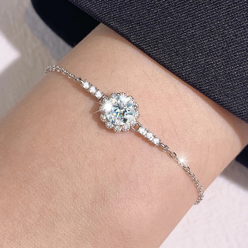 DWJ 1CT D Color Certified Diamond Bracelet Womens 925 Pure Silver Top Engagement Jewelry 250326