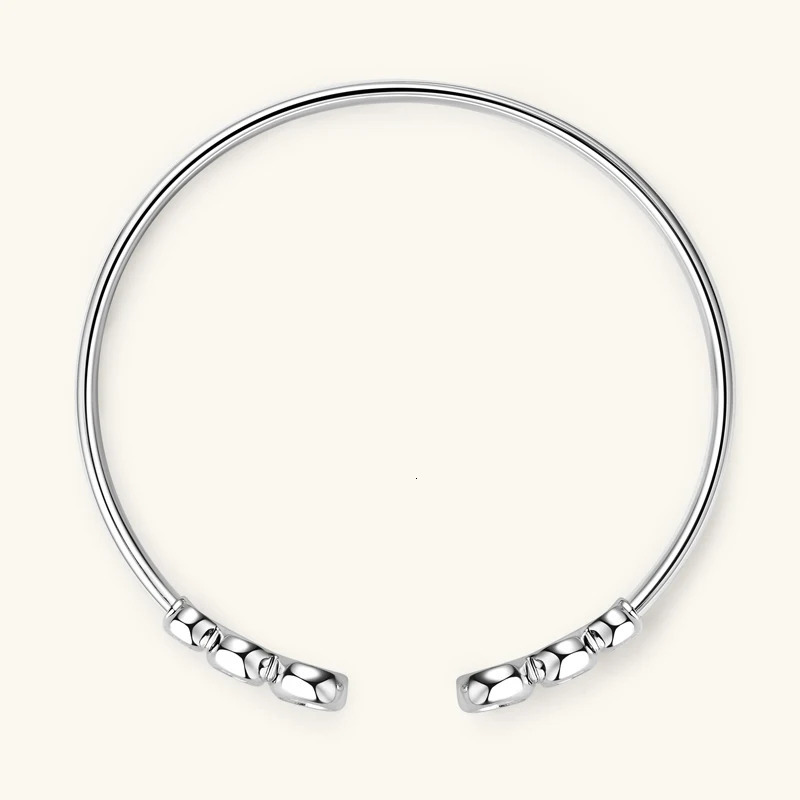 Lnngy Adjustable Cuff Bracelet Original and Pure 925 Sterling Silver Bezel Bracelets For Women Opening Wrist Jewelry 250318