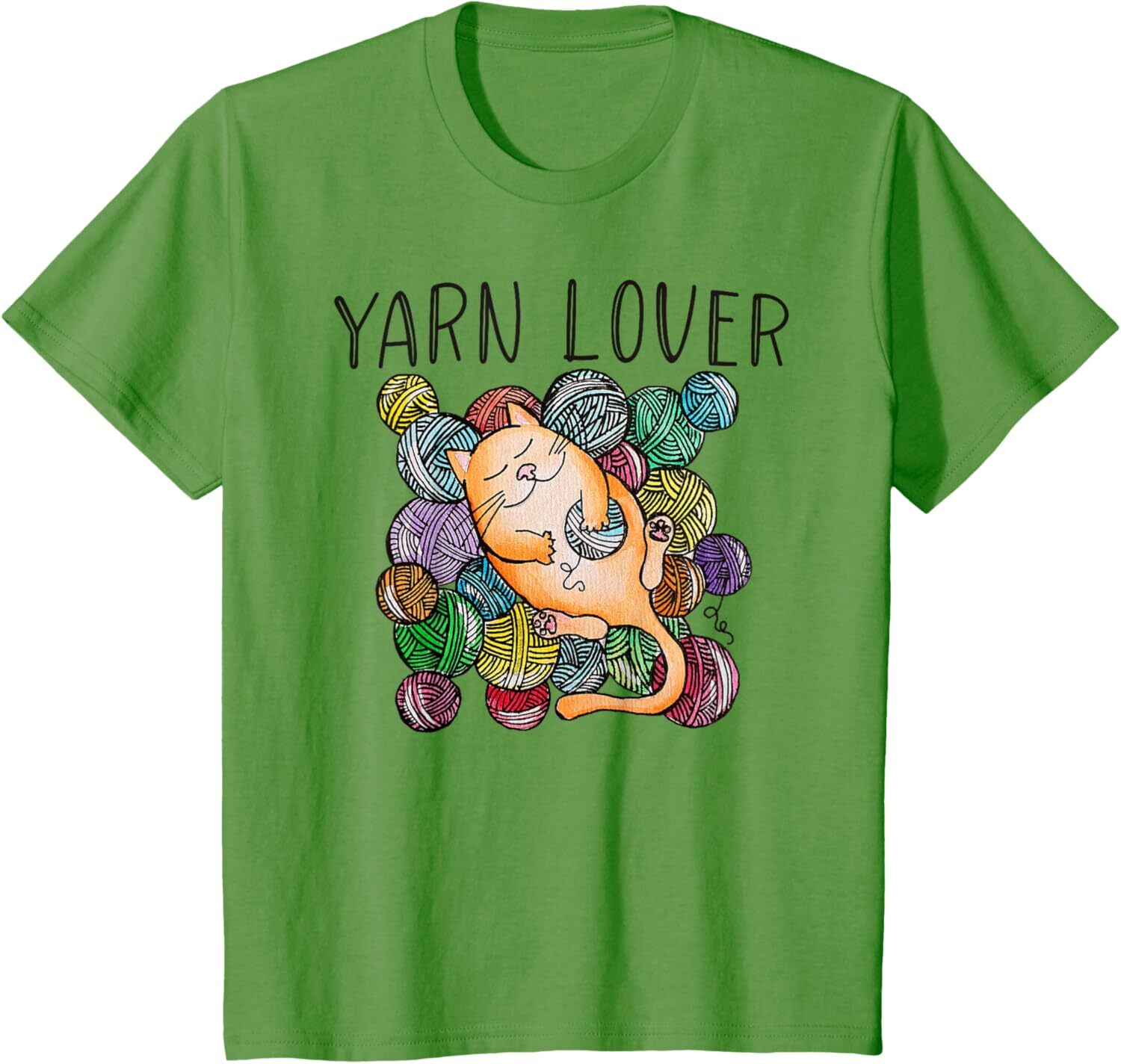 T shirt for Mens Adorable Knitting and Crochet Happy Cat Yarn Lovers Graphic Tee Casual Tops Clothes Short sleeve cool