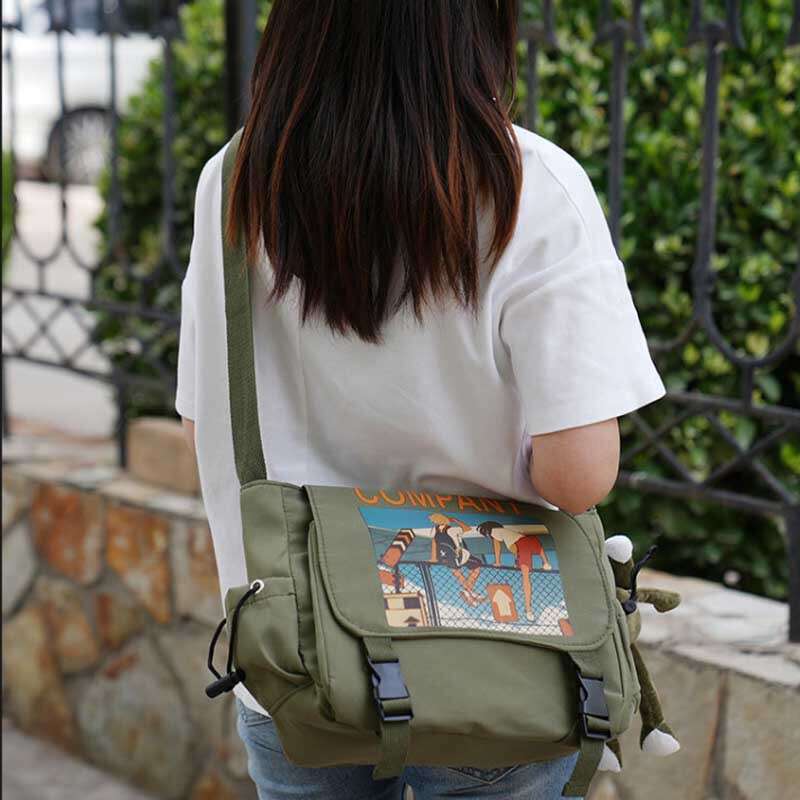 Spring Summer New Cool Crossbody Fashion Messenger Canvas Men's and Women's Street Trendy Large Capacity Shoulder Bag