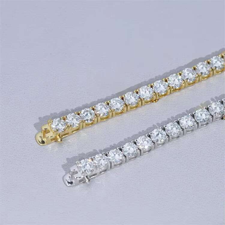 AAA Gems 4mm Hip Hop Square Diamond Tennis Chain Big Moissanite Tennis Chain Moissanite Tennis Chain Choker Jewellery
