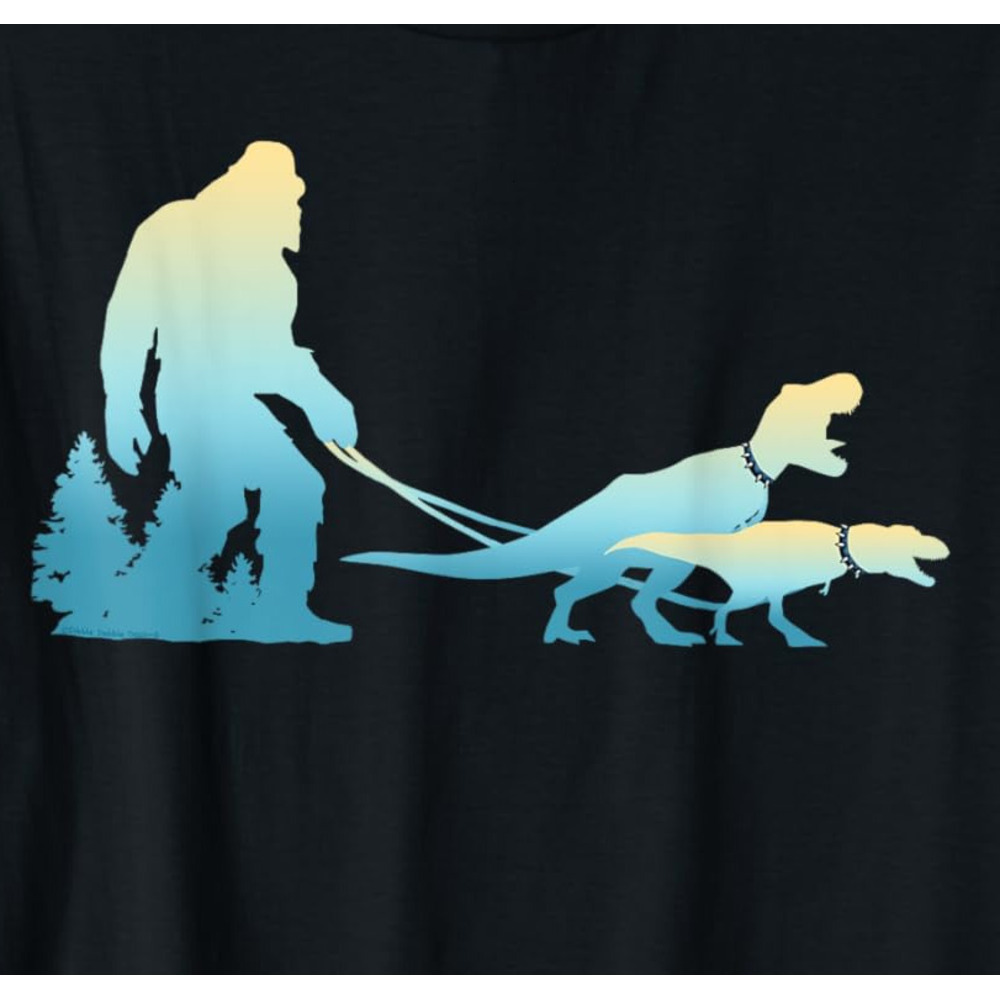 T shirt for Mens Bigfoot Walking T-Rex Dinosaurs Funny Sasquatch Dinosaur Graphic Tee Casual Tops Clothes Short sleeve cool