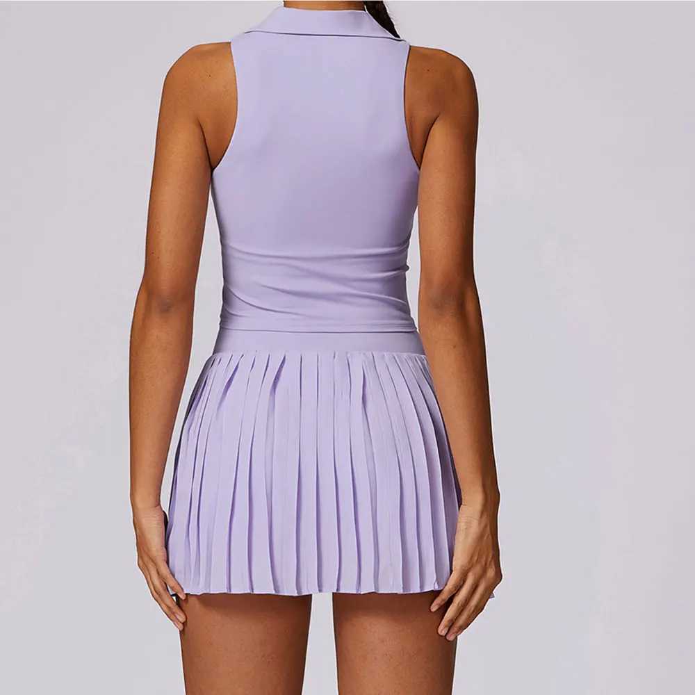 Summer Outdoor Leisure T-shirt Yoga Set 2PCS Womens Gym Clothing Running Sports Fitness Set Breathable Yoga Nude Tennis Clothing W250326
