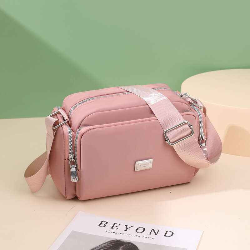 dd New Women's Nylon Fabric Simple and Fashionable Wide Shoulder Strap Crossbody Large Capacity Lightweight Small Square Bag