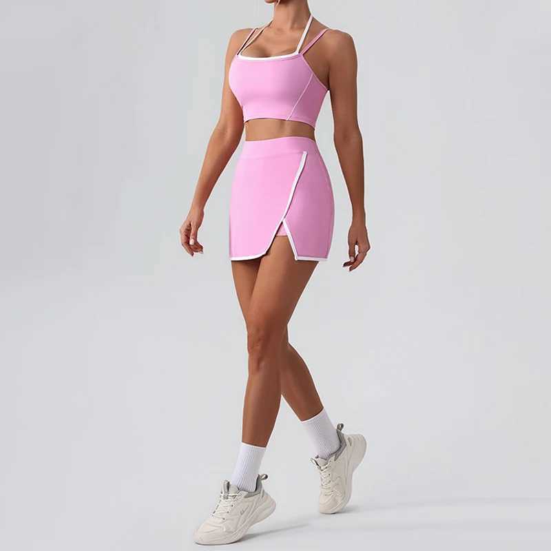 SVEIC Contrasting Color Yoga Short Bra Set Tennis Tight Fitness Tight Running Training Gym Clothing W250326