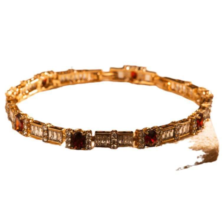 Ins Hot Sale Designer bracelet Diamond bracelet garnet colored jewelry niche light luxury jewelry high-end accessories for women Advanced shiny length