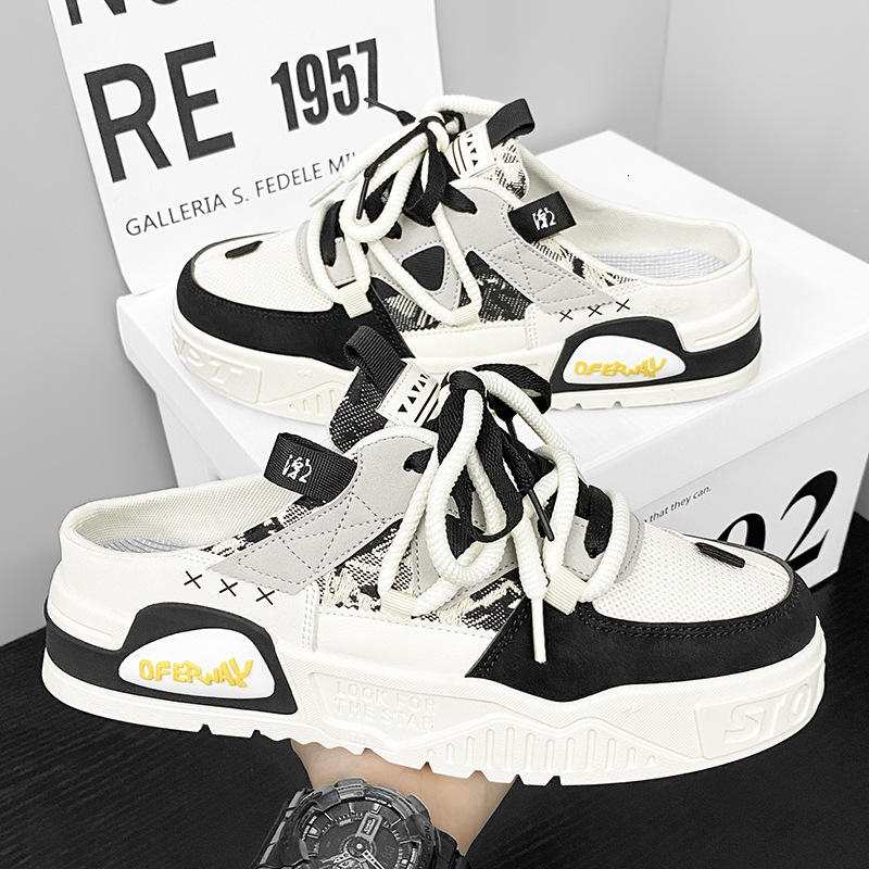 2025S New Trend Designer Baotou Half Slippers For Men Summer Outerwear Lazy One Step Stepping No Back Heel Men S Mesh Board Shoes Youth Cool Dragging