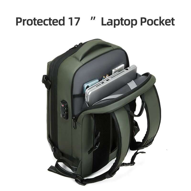 Men Travel 17 Inch Vacuum Compression Laptop Extended Large Capacity School Backpack Hiking Business Backpack